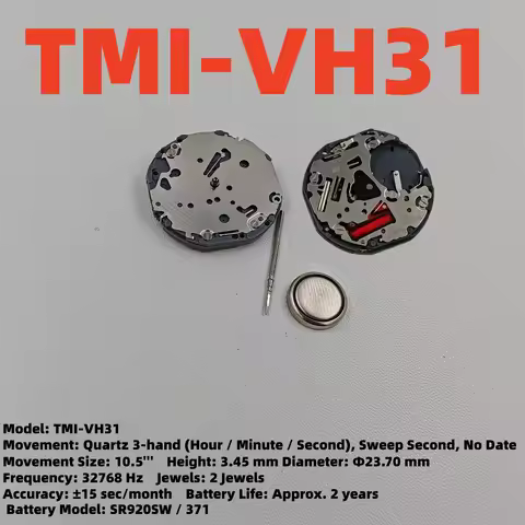 VH31 Sweep Second 3 Hands Japan Quartz Movement Tmi Time Module Movement Vh31b 110 ½ Ligne Quartz Mo