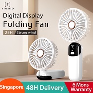 YIOMIO Mini Fan Portable Handheld Fan USB Rechargeable with Base  Foldable Small Fan LED Digital Display Phone Holder Desktop Table Fan 5 Gear Strong Wind Speed Electric Fan