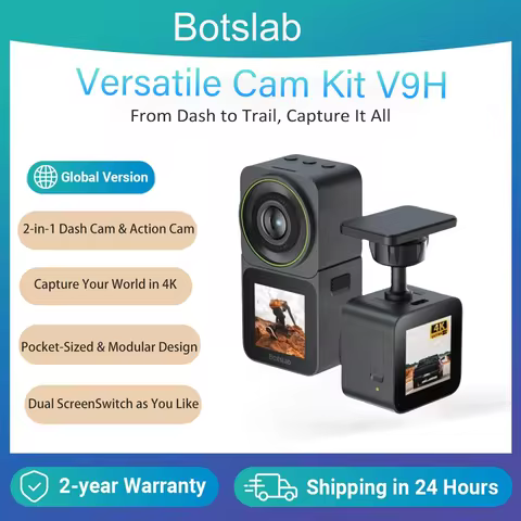 BOTSLAB Versatile Cam Kit V9H 2-in-1 Dash Cam & Action Cam 4K Dual Lens Car And Outdoor Activity Rec