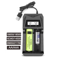 LCD Battery Charger 2 Slots Dual For 18650 4.2V AA AAA 1.2V Rechargeable Battery