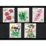 JAPAN 2024 COLORFUL FLOWERS SERIES 2 84 YEN COMP. SET OF 5 STAMPS IN FINE USED CONDITION