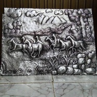 Eight Immortals Auspicious Horse With Teak Frame