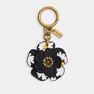【COACH】黑白山茶花吊飾/鑰匙圈-黑白