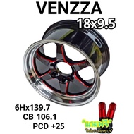 ล้อแม็กขอบ18 weld 18x9.5 10.5 6รู 139.7 ยี่ห้อVENZZA ET25/30 สีขลิบแดง รุ่น(WW) เลเซอร์แท้ ราคาถูกมาก 1 วง แถมจุกแต่งสีทุกวง ถ่ายสินค้าจริง ล้อแม็กซ์ขอบ18