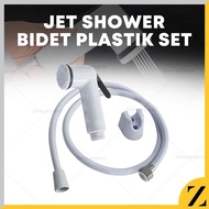 PUTIH Head Set Jet Shower washer Set PVC Plastic Press Bidet spray spray Toilet Bidet Hose Plastic Bathroom Bidet Head White