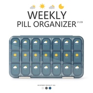7-Day Large Capacity Pill Organizer Box - Portable Medicine Dispenser with AM/PM Compartments 21/28 