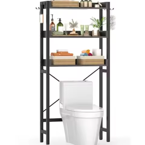 Over-The-Toilet Storage Rack 3-Tier Bathroom Organizer Shelf Over Toilet Freestanding Space Saver wi