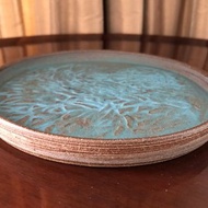 靛藍古彩釉面陶圓盤 陶器 碗盤器皿 芝士點心盤 點心盤 前菜盤