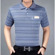Summer Fashion Real Pocket Thin Short Sleeved Men's Polo Shirt Mid-aged Dad Striped T-shirt