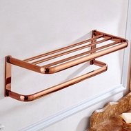 Bathroom Square Bath Towel Rack Rose Gold Brass Quality Wall Mounted Towel Rail Holder Toilet Bar Towel Rack zba865 r