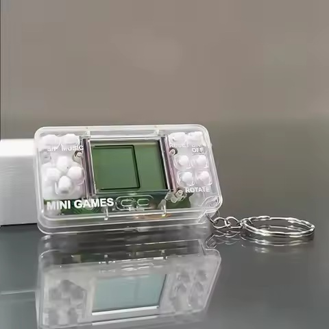 Retro Playable Handheld Game Console Keychain, Nostalgic Portable Puzzle Game Keyring, Cool Bag Pend