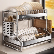 Dish Storage Rack Dish Rack Drain Rack 304 Stainless Steel Kitchen Rack Put Tableware Plate Multifun