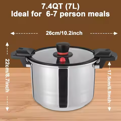 NEWEST 7L/7.4Qt Multifunctional Pressure Cooker, Stainless Steel 60Kpa Pressure Pot, Suitable for Ga