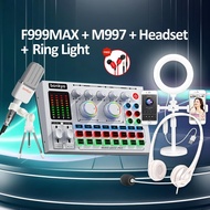 Bonkyo F999MAX soundcard + M997 microphone + earphone + fill light live broadcast equalizer full set