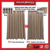 G3-LIGHT BROWN Blackout Ready Made Curtain  Langsir Kain Tebal Siap Jahit { Free Cangkuk/Ring }