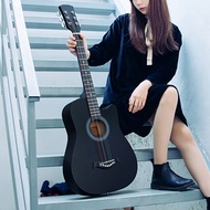 38'' Saiz Penuh Dewasa 6 String Cutaway Gitar Akustik Rakyat untuk Pelajar Pemula