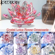 KATAKAN Crystal Lotus Flower Figurine, Multi-Color Paperweight Table Ornaments Lotus Flower Ornament