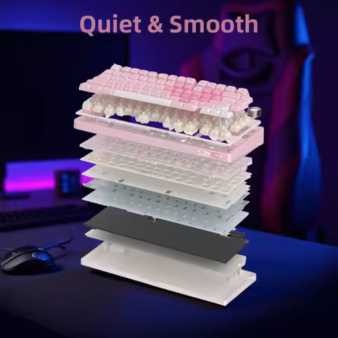 Royal Kludge RK R75 Pink Wired Mechanical Keyboard Gasket Hot-swappable 80 Keys RGB Backlit PBT Keyc