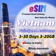 Vietnam eSIM 1-30 Days Daily 500MB-3GB Unlimited 4G Data Vietnam SIM Card |Instant Email Delivery
