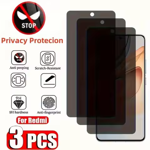 3Pack Privacy Screen Protector for Xiaomi Redmi Note 14 13 12 11 Pro 9H Tempered Glass For Redmi 15C