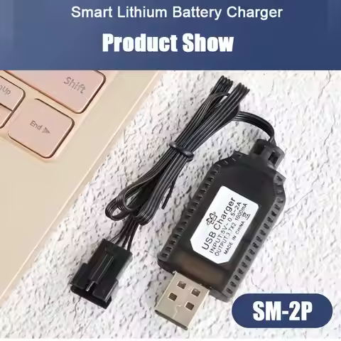 USB Lithium Battery Charger 7.4V 1000mA Fast Charging Cable RC Airplane Lithium Battery SM-2P SM-3P 
