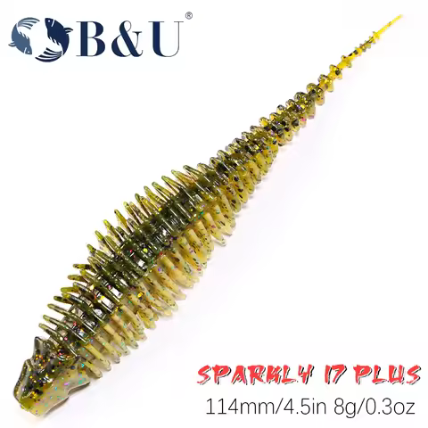 B&U 5pcs 11.4cm Swimming Worm Bait Senko Wacky Stick Soft Lures for Perch Bass Fishing Lure Drop Rig