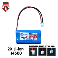 Baterai 2X 14500 3000mAh 74V BMS 2S KONEKTOR JST XH 2 PIN