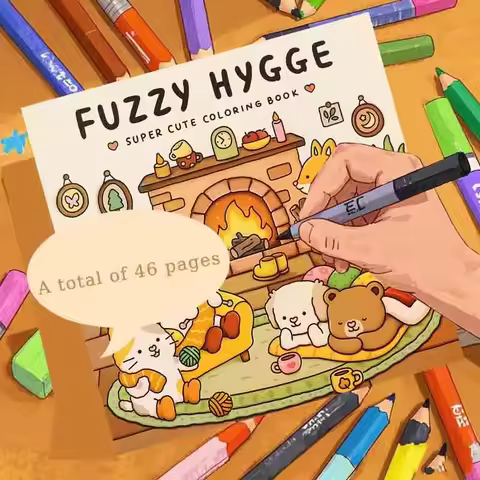 Fuzzy Hygge: Cozy Adult & Teen Coloring Book with Cute Animal Characters to Relieve Stress - Cute An