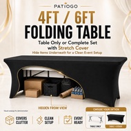 4FT 6FT Meja Lipat Folding Table Heavy Duty Bazaar Event Catering Table With Cloth Skirt Option