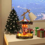 [mfnpqcn] LED Christmas Carousel Decoration Music Box Rotatable Go Round Musical Carousel