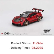 Free shipping PreSale MINIGT 1060 1:64 Porsche 911 992 GT3 RS Weissach Package Guards Red Diecast Ca