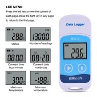 Elitech New Digital USB Temperature Humidity Data Logger RC-4/RC-4HC/RC-5/GSP-6/RC-5+ LCD with Exter