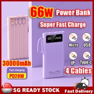 🔥SG Ready Stock🔥PD20W 30000mAh Power Bank Super Fast Charging PowerBank Portable Large Capacity Built-in 4 Cable Power