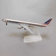 19cm Airlines AA Boeing B777 Alloy Simulation Airplane Model with Wheels Metal