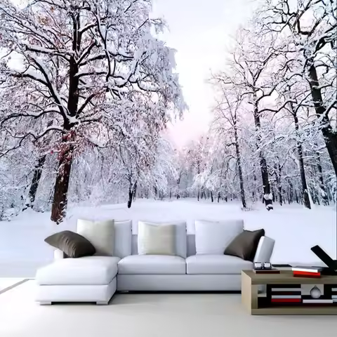 Custom 3D Mural Wallpaper Beautiful Winter Snow Landscape Wall Painting Living Room TV Backdrop Wall