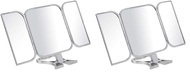 Creations 3-Way Foldable Travel Makeup Mirror with Built in Stand and Handle, Silver (Pack of 2)