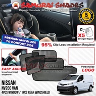 (5-Yrs Warranty) NISSAN NV200 VAN 2012 - 2024 SAMURAI SHADES Premium Magnetic Sunshade Car Sun Shade