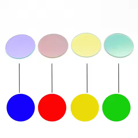 2PCS 41.8mm x 2mm White Green Yellow Red Blue color coated Glass Lens filter for Q5 L2 T6 LED C8 C10