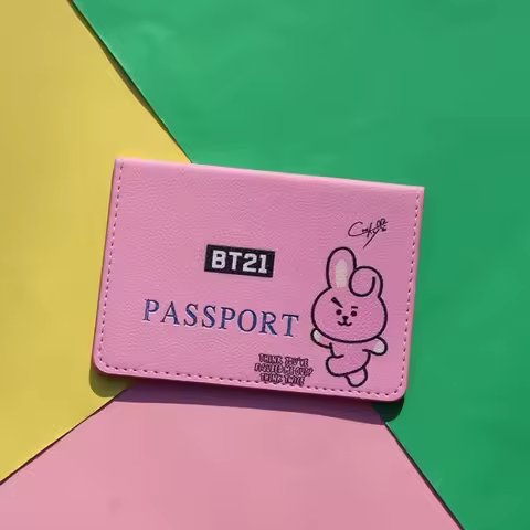 Anime BT21 Coin Purse Passport Clip Fashion Simple Zipper Purse Portable Id Card Credit Card Bag Gir