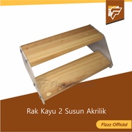 Rak Kayu 2 Susun Akrilik Aesthetic Tempat Penyimpanan