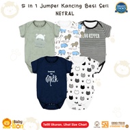 5in1 Jumsuit Bayi 100% COTTON BC-01-8 (Label SNI) Jumper Bayi Bodysuit Bayi Jumpsuit Anak BC-01-4 Ba