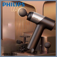 PHILIPS Powerful Deep Tissue Percussion Massager with 6 Replacement Heads Fascial Gun with 5 Levels 