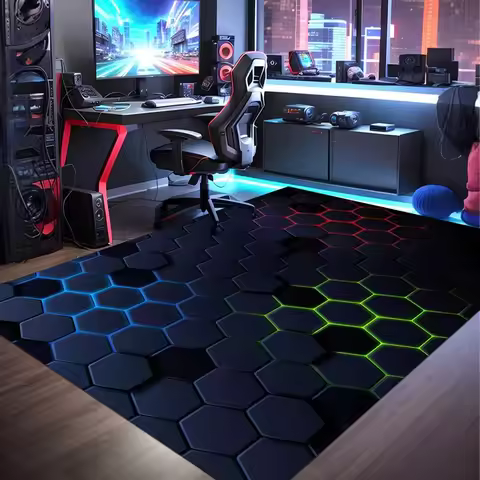 Gamer Rug Gaming Rug,Game Rug Geometric Rug,Colorful Rug Play Room Rug Neon Decor Rug Neon Look Spor