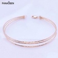 Ready Stock Original Pure 585 Russian Purple Gold Three-Ring Bamboo Bracelet Generous Fashion Trendy