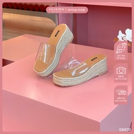 HA HUYEN women's sedge sandals with wedge sole and brown fabric lining 8cm - DE670