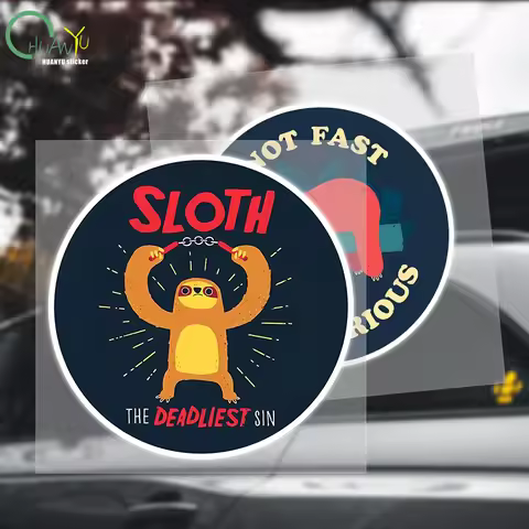 Not Fast Not Furious Car Sticker Rear Windshield Trunk Decals Vinyl Sloth The Deadliest Sin Stickers