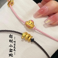 沙金保色招财卷卷蛇转运珠黄金色生肖小灵蛇串珠手链女款配饰Sha Jin Bao Se Zhao Cai Juan Snake Transport Pearl Gold Color8Lwm0HCc02m