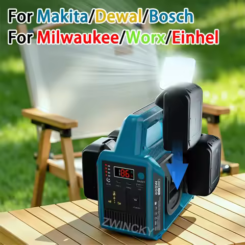 600W Power Inverter for Makita/Dewal/Milwaukee/Bosch/Worx/Einhel 18V Battery 4Port DC 18V to AC 110V