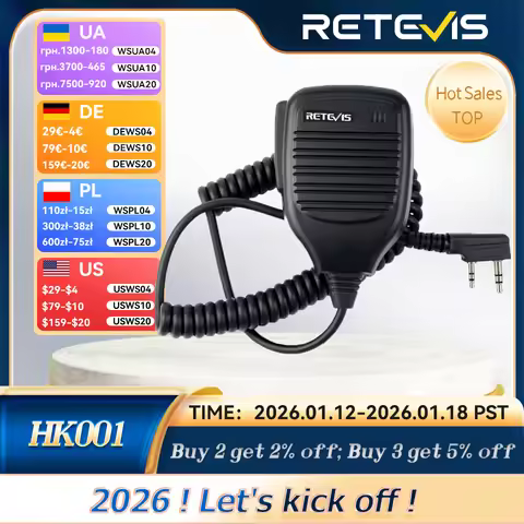 Retevis HK001 Handheld Speaker Walkie Talkie Microphone PTT MIC Radio for Retevis RB619 H777 Baofeng