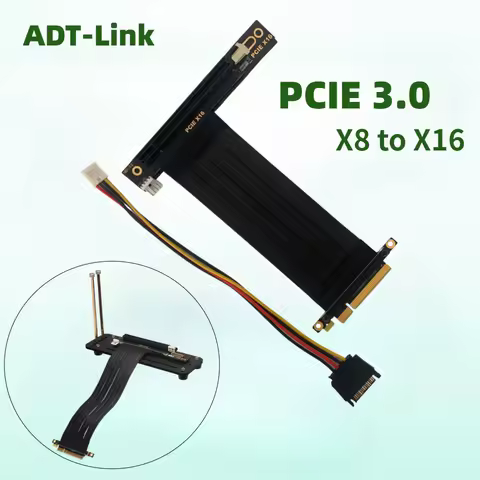 PCIe 3.0 X8 To X16 Standard Universal RTX3060 GPU Extension Cables Riser U2 PCI-E 3.0 8x 16x Gen3 64